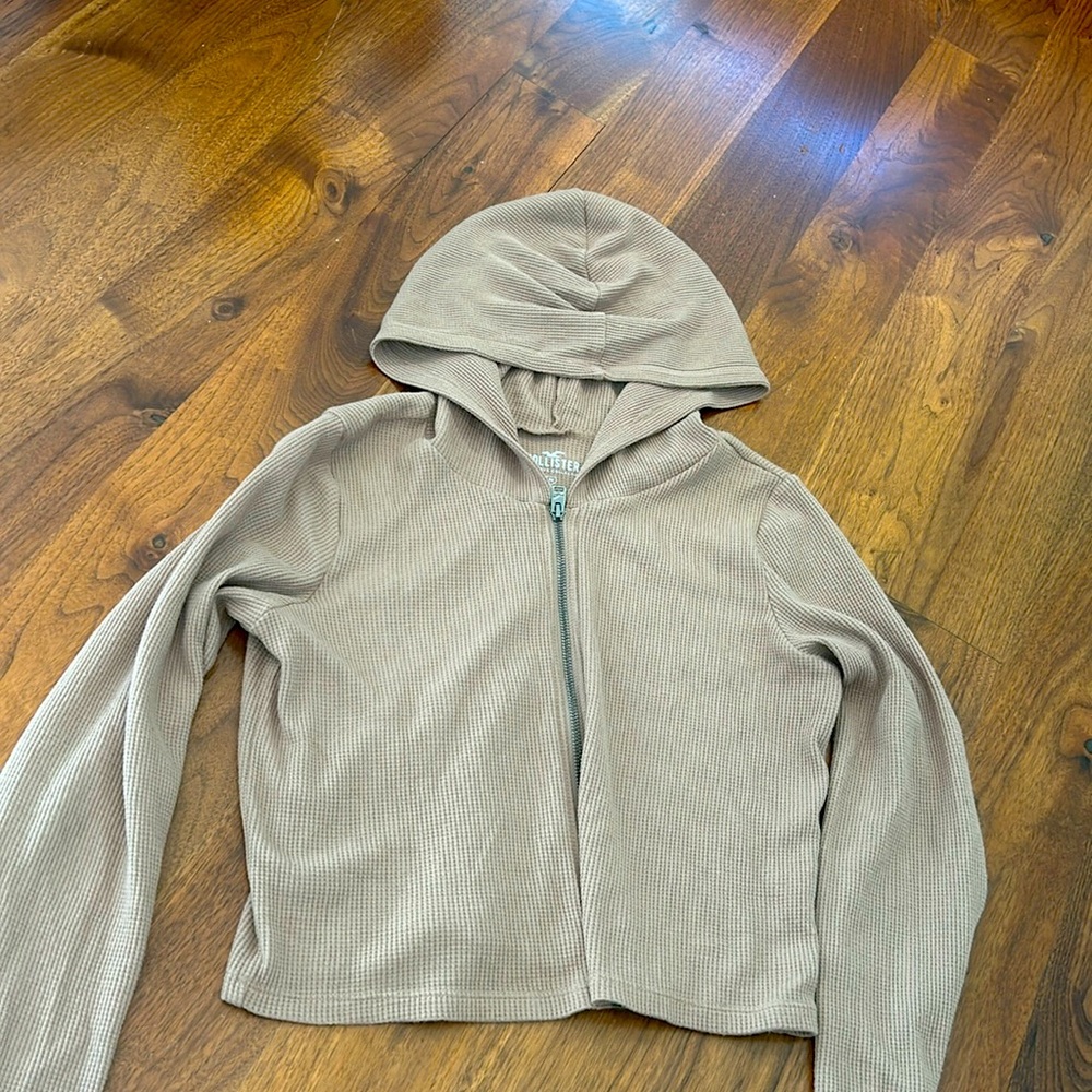 Brown cropped zip up from hollister